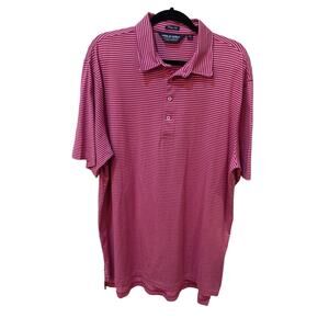 Polo Golf Ralph Lauren Shirt Mens XL Pink White Stripe 100% Pima Cotton